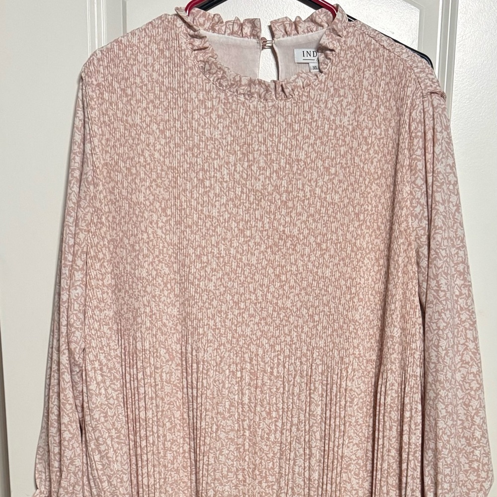 Pink Patterned Long Sleeve Dress